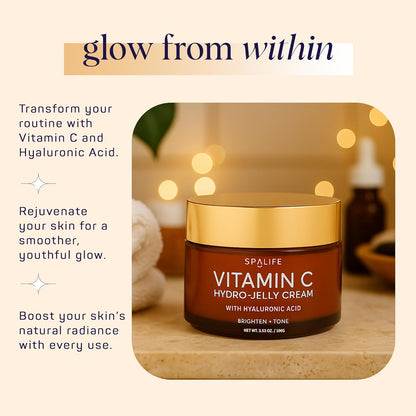 Crème Hydratante Visage Hydro-Jelly à la Vitamine C avec Acide Hyaluronique SpaLife Beauty